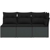  Vrtna sofa s jastucima za 3 osobe, crna, poliratan | shoptok.hr