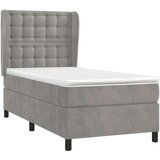 Box spring krevet s madracem svjetlosivi 90x190 cm baršunasti | shoptok.hr