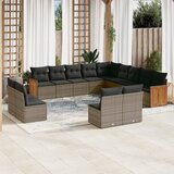 Maison Chic Seti vrtnega pohištva - Vrtna garnitura - Vrtni pohištvo set 13-delna z blazinami siv poli ratan, (21811164) | Shoptok.si
