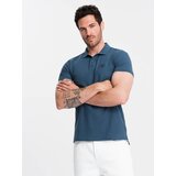 Ombre BASIC men's single color pique knit polo shirt - dark blue | Shoptok.si