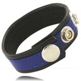 LEATHER BODY COCK AND BALL STRAP WITH SNAPS - BLACK AND BLUE Cijene