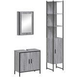vidaXL 3-dijelni set kupaonskog namještaja siva boja hrasta drveni | shoptok.hr
