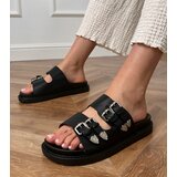 Gemre Black women's slides with decorative buckles Fetta | Shoptok.si