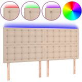  LED posteljno vzglavje kapučino 160x5x118/128 cm umetno usnje, (20954115) | Shoptok.si
