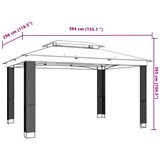  Sjenica s dvostrukim krovom antracit 3,94x2,96 m čelična | shoptok.hr