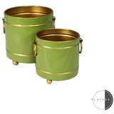  Set 2 metalne obloge za saksije zeleno/zlatno 132880 | ePonuda.com