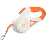 Samodejni povodec za pse LED 5 m (bel in oranžen), (21243952)