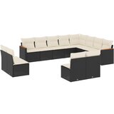  The Living Store Vrtna sedežna garnitura 12-delna z blazinami črn poli ratan - Vrtna Sedežna Garniture, (21460241) | Shoptok.si