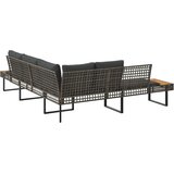  Kutna vrtna sofa s jastucima siva od poliratana i drva bagrema | shoptok.hr