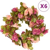  Božićni cvjetni vijenci 6 kom s crvenim ružama 250 cm | shoptok.hr