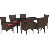  Set stola i stolica s jastukom 7 pcs Smeđa PE ratan | shoptok.hr