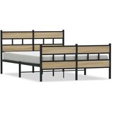 Metalni Kovinski posteljni okvir brez vzmetnice sonoma hrast 150x200 cm, (21609709) | Shoptok.si