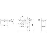 Laufen H8189580001041 Pro S 55 x 38 cm pravokotni stenski keramični umivalnik z odprtino za armaturo | Shoptok.si