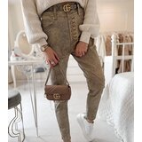 Gemre Eglantine High-Waisted Slim Beige Trousers | shoptok.hr