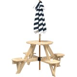  Stol za piknik za 4 djece sa suncobranom okrugli od jelovine | shoptok.hr