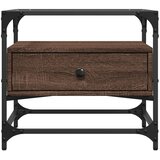  Stolić sa staklenom površinom boja hrasta 50 x 50 x 45 cm čelik | shoptok.hr