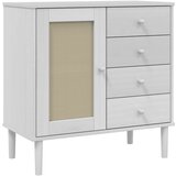  The Living Store Komoda SENJA videz ratana bela 80x40x80 cm trdna borovina - Komoda, (21444776) | Shoptok.si