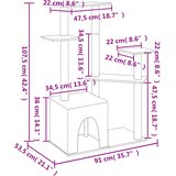  Penjalica za mačke sa stupovima za grebanje svjetlosiva 107,5cm | Eponuda.ba