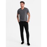 Ombre Men's BASIC classic cotton T-shirt with a serape neckline - graphite | shoptok.hr