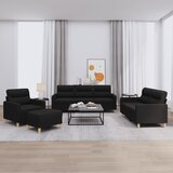  The Living Store Sedežna garnitura 4-delna z blazinami črno blago - Komplet Sedežne Garniture, (21454314) | Shoptok.si