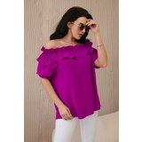 Kesi Spanish blouse with decorative ruffle dark purple Cene