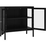  Komoda crna 70 x 35 x 70 cm od čelika i stakla | shoptok.hr