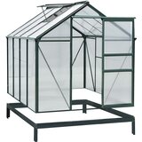 Outsunny polikarbonatni vrtni rastlinjak 190x252x201cm, rastlinjak s podstavkom, oknom, drsnimi vrati in aluminijasto konstrukcijo, (20710883) Cene