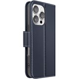 AVIZAR Denarnica etui za iPhone 16 Pro iz premium usnja s funkcijo stojala, Modra noč, (5000189754) | Shoptok.si