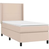  Krevet box spring i madrac LED cappuccino 80x200cm umjetna koža | shoptok.hr