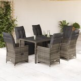 vidaXL 7-dijelni vrtni bistro set od poliratana s jastucima sivi Cijene