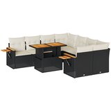  9-dijelni set vrtnih sofa s jastucima crni od poliratana bagrem | shoptok.hr