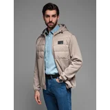 Ombre Lightweight colorful men's sports jacket with fleece - brown and navy blue