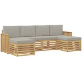  Set vanjskih sofa 6 kom. Bijela i svjetlosiva Poliester Smeđa 249 x 122,5 x 73 cm | shoptok.hr