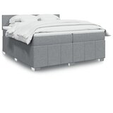 vidaXL Box spring postelja z vzmetnico svetlo siva 200x200 cm blago | Shoptok.si