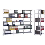 hofe Privijačen regal za dokumentacijo, svetlo siv RAL 7035, višina regala 1500 mm, osnovni regal, širina x globina 750 x 300 mm | Shoptok.si