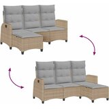  Vrtna sofa za ležanje jastucima u obliku slova L, bež poliratan | shoptok.hr
