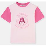Dagi Pink Barbie License Printed Short Sleeve Crew Neck T-Shirt cene