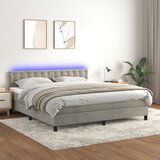 The Living Store Box spring postelja z vzmetnico LED svetlo siva 160x200cm žamet - Box Spring Postelja, (21488792) Cene