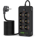 TECH-PROTECT PC6X6 POWER STRIP 3 USB & 3 TYPE-C & 6 VTIČNIC 200CM ČRN, (21980294) | Shoptok.si