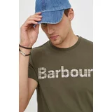 Barbour Bombažna kratka majica moški, zelena barva