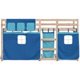 vidaXL Pograd z zavesami moder 90x190 cm trdna borovina | Shoptok.si