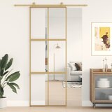 vidaXL Drsna vrata zlata 76x205 cm prozorno ESG steklo in aluminij | Shoptok.si