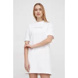 Calvin Klein Bombažna obleka bela barva