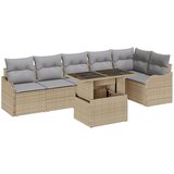 vidaXL 7-dijelni vrtni sofa set s jastučićima Bež Poli Ratan, 2-sjedalni vrtni sofa s jastučićima Bež Poli Ratan Cijene