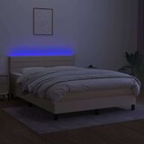  Box spring postelja z vzmetnico LED krem 140x200 cm blago | Shoptok.si