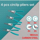 Total 4-delni set koničaste ukrivljene klešče 180mm (THT114041) | Shoptok.si