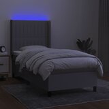  Krevet box spring s madracem LED svjetlosivi 90x200 cm tkanina | shoptok.hr