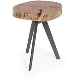 BIZZOTTO Črna/v naravni barvi klubska mizica z mizno ploščo iz akacije ø 35 cm Aron – | Shoptok.si