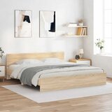 Furnova Posteljni okvir z vzglavjem sonoma hrast 200x200 cm, (21935450) Cene