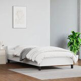 The Living Store Posteljni okvir z vzglavjem bel 100x200 cm umetno usnje - Posteljni Okvir Z Vzglavjem, (21523796) Cene